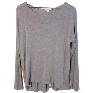 BEYOND YOGA Tunic Top Women’s Small Gray Scoop Neck Long Sleeve Back Slit.